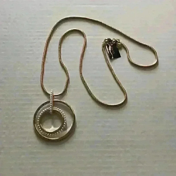 Alfani new Gold Tone Imit Pearl Orbital Necklace - Picture 6 of 8